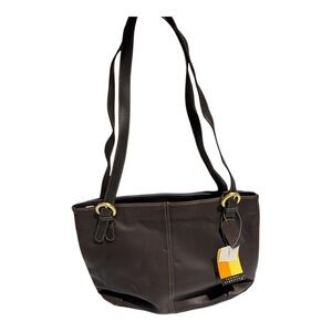 Strada Genuine Leather Organizer Shoulder Bag Tote Purse Brown New with Tags